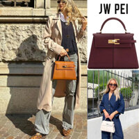 Túi cầm tay lớn JWPEI Elise Da thuần chay Túi đi lại nữ