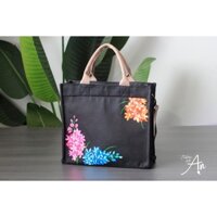 Túi canvas đen vẽ Hoa phi yến