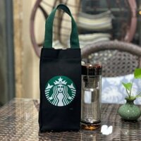 Túi Canvas Giữ Nhiệt Đựng Bình Nước In Hình Starbucks Độc Đáo