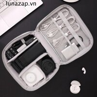 Túi cáp dữ liệu LUNAZAP, Túi lưu trữ sản phẩm kỹ thuật số dung tích lớn chống nước, Túi xách đa chức năng Lưu trữ phân vùng Túi trang điểm màu trơn ngoài trời
