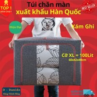 Túi chăn màn khung sắt xuất khẩu Hàn Quốc, Túi đựng chăn mền quần áo cao cấp chính hãng D Danido - Màu Xám - 60x40x42cm  100Lit