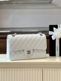 Túi Chanel Classic Hand Bag Like Auth Cao Cấp Màu Trắng 25cm