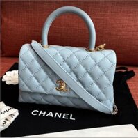 Túi Chanel Coco Handle Flap Bag In Light Blue Caviar – Màu xanh ngọc