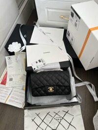 Túi Chanel Medium Classic Khóa Mạ Vàng Siêu Cấp Màu Đen 20cm