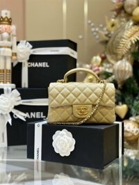 Túi Chanel Mini Flap Bag With Top Handle – Màu Beige