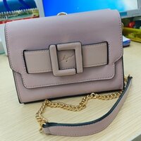 Túi chéo LYN màu hồng 2 ngăn có quai xách tay