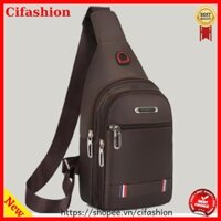Túi Chéo Nam/Túi Đeo Chéo Nam Vải Bố Tiện Dụng Phong Cách Thời Trang Hàn Quốc -TN12 Nâu