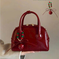 Túi CHIO 2ND hến màu đỏ size 20 tặng charm tròn móc túi chất da bóng siêu sang chảnh 040#