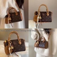 Túi ChiO trống quai xách viền nâu in hình mặt gấu xinh xắn 20cm Ko hộp HÀNG LOẠI 1