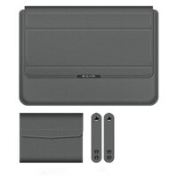Túi chống sốc bao da laptop macbook kiêm giá đỡ tản nhiệt kèm ví đựng sạc chuột - Màu Xám - Macbook Pro 15