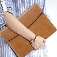 Túi chống sốc cho macbook, laptop, surface tặng kèm ví đựng sạc chuột - Da bò da trơn - IPAD 12. 9 INCH