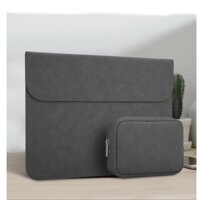 Túi chống sốc cho macbook, laptop, surface tặng kèm ví đựng sạc chuột - Xám da lộn - IPAD 12. 9 INCH