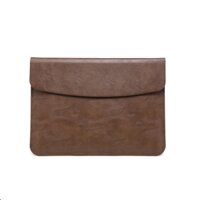 Túi chống sốc cho macbook, laptop, surface tặng kèm ví đựng sạc chuột - Nâu đậm da trơn - IPAD 12. 9 INCH