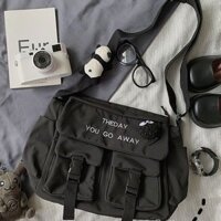 Túi chức năng dung lượng lớn Phong cách Hồng Kông Unisex Văn học Đường phố Chụp một vai Túi xách nam St