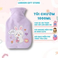 Túi chườm ấm bụng đa năng Laboon 1000ml phiên bản Bunny love, quà tặng ý nghĩa cho bạn gái