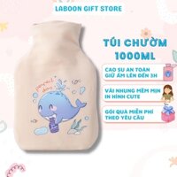 Túi chườm ấm đau bụng kinh Laboon 1000ml phiên bản hình cá Voi, quà tặng ý nghĩa cho bạn gái