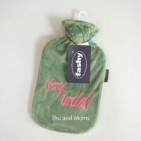 Túi chườm Fashy nhập khẩu Đức size 2L bọc nhung thêu màu xanh lá - túi chườm nóng lạnh - túi chườm bụng kinh