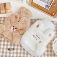 Túi chườm giữ nhiệt bọc vải Animal face má hồng che mặt có tai 13x22