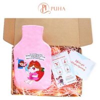 Túi chườm nóng đau bụng kinh PUHA 1000ml, món quà ý nghĩa tặng bạn gái, kèm hộp quà, thiệp nhắn gửi yêu thương - Yêu Xa- Hồng Baby