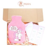 Túi chườm nóng đau bụng kinh PUHA 1000ml, món quà ý nghĩa tặng bạn gái, kèm hộp quà, thiệp nhắn gửi yêu thương - Tình yêu - Hồng Dâu