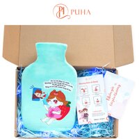 Túi chườm nóng đau bụng kinh PUHA 1000ml, món quà ý nghĩa tặng bạn gái, kèm hộp quà, thiệp nhắn gửi yêu thương - Yêu Xa - Green