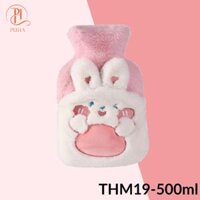 Túi chườm nóng lạnh đa năng PUHA 500ml, túi chườm bụng kinh giảm đau cho nữ, món quà ý nghĩa tặng bạn gái - Thỏ Hồng M19 500ml
