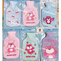 Túi chườm nóng lạnh gấu dâu vải nhung 1000ml