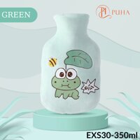 Túi chườm nóng lạnh PUHA 350ml, túi chườm sưởi ấm giảm đau bụng kinh họa tiết dễ thương - Ếch Xanh 350ml
