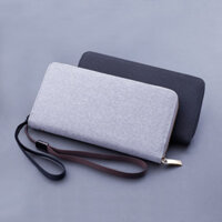 Túi clutch canvas cho nam, ví dài có khóa kéo, có thể đựng điện thoại, túi xách, ví nam công sở, vải Oxford