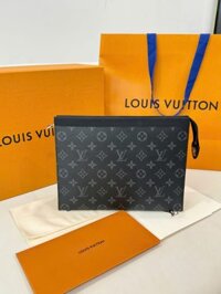 Túi Clutch Louis Vuitton Siêu Cấp Họa Tiết Monogram Màu Xám 26cm