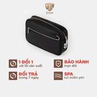 Túi Clutch nam công sở DON ITALO, Ví cầm tay da hạt đen cao cấp khóa màu bạc sáng DC05