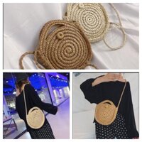 Túi Cói Dáng Tròn Handmade ,Vintage ,Túi Cói Đi Biển