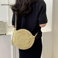 Túi cói dệt ống hút DESPITEGO Tua rua Cô gái đơn giản
