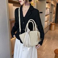 Túi Cói Đi Biển Buộc Nơ Xinh Xắn Túi Đeo Chéo Đơn Giản Hợp Thời Trang Phù Hợp Nhiều Phong Cách