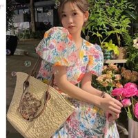 Túi Cói Du Lịch Cao Cấp, Mũ Cói Trai Đan Mèm Quai Da Thời Trang size 30cm