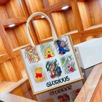 Túi cói họa tiết hoạt hình Disney gấu pooh cực xinh mẫu mới