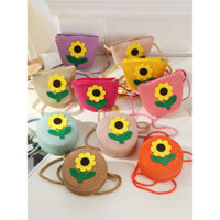 Túi cói, Túi đeo vai ống hút nhỏ, Ví đựng tiền xu hoa bền cho bé gái