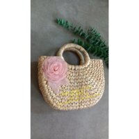 Túi Cói, Túi Xách Lục Bình Baby Đính Hoa Cao Cấp, Xinh Xắn-TXLBVBBDHHLKT03