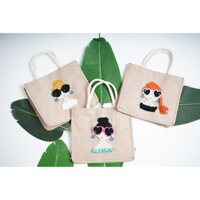 Túi cói, túi xách nữ đi biển hoạ tiết cô gái vintge (3 mẫu) OVY