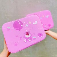 Túi Cốp Đựng Mỹ Phẩm, Đựng Đồ Trang Điểm Có Gương Họa Tiết Gấu Dâu Lotso Màu Hồng Cho Nữ