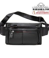 Túi da đeo bụng nam da bò BHM8953 đa năng nhiều kiểu đeo