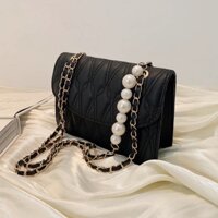 Túi Da Đeo chéo/ Đeo Vai Dự Tiệc Nữ B56 dây đính hạt trân châu trắng cao cấp sang chảnh