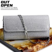 Túi dạ hội OUTOPEN, Túi ly hợp Mini thoải mái, Ví bạc vàng sáng bóng thời trang nữ