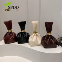 Túi dạ hội SPDD, Túi ly hợp bằng da PU có dây kéo bên màu trơn, Túi xách cá nhân Dung tích lớn Túi đựng tiền xu xếp li Túi xô nữ / bé gái