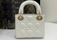 Túi da nữ Dior Mini Lady Dior Handbag PH159259 màu trắng size 17cm