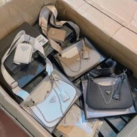 Túi Da Prada 1TT122 Mini Hobo Bag Trắng Đen Kem