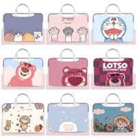 Túi da PU đựng laptop chống sốc chống thấm nước in họa tiết hoạt hình 13.3/15.6/17.3/14.1 inch