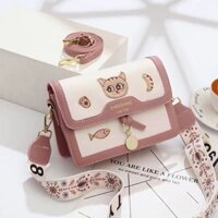 Túi da thật nhỏ cho phụ nữ 2024, túi thời trang mới, túi đeo chéo cao cấp cho sinh viên đại học, túi đeo vai in hình thời trang JVG4