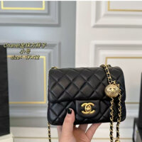 Túi dây chuyền kim cương béo hình vuông Little Golden Ball Túi xách nữ da cừu đơn nguyên bản có hộp quà CH333333-1119130Yp