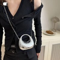 Túi dây chuyền tiệc TENEW, Ví nhỏ Túi đeo vai hộp Acrylic phong cách Hàn Quốc, Túi đựng son môi Mini màu bạc Túi xách tiệc vui nhộn ngoài trời